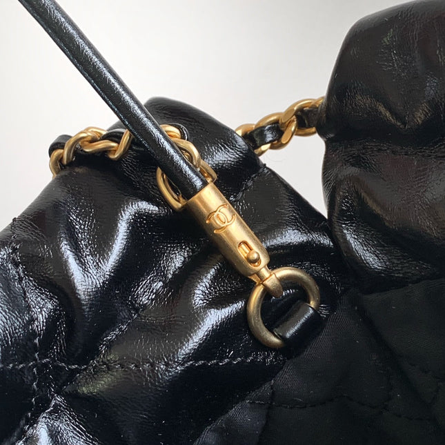 CC MINI 20 BAG IN BLACK SHINNY CALFSKIN WITH GOLD METAL