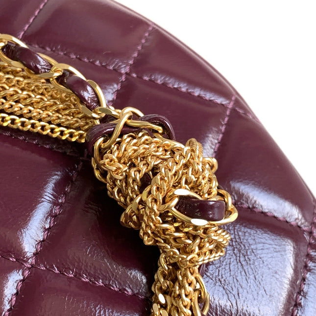 CC 16 MINI POUCH IN DARK RED WINE GRAINED CALFSKIN AND GOLD METAL