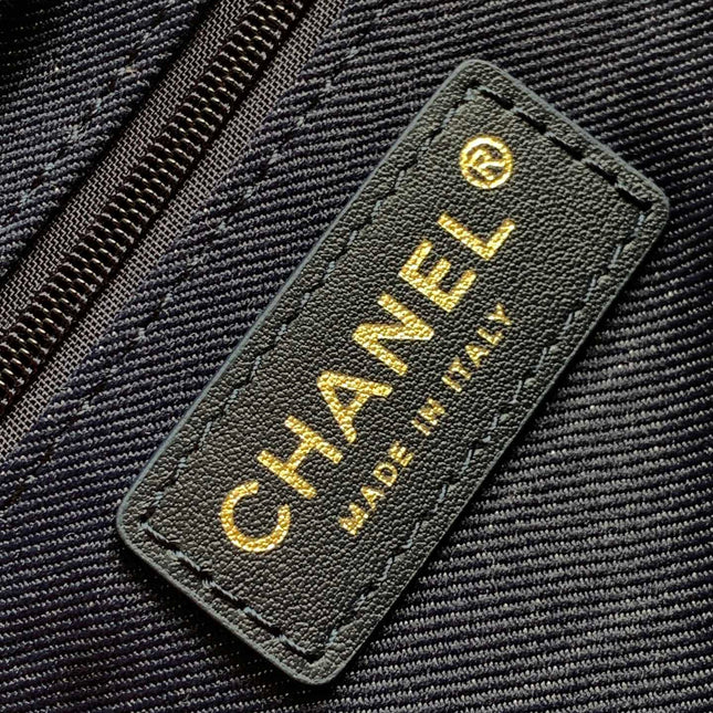 CHANEL 25S TOTE BAG 32 CM IN NAVY BLUE CANVAS