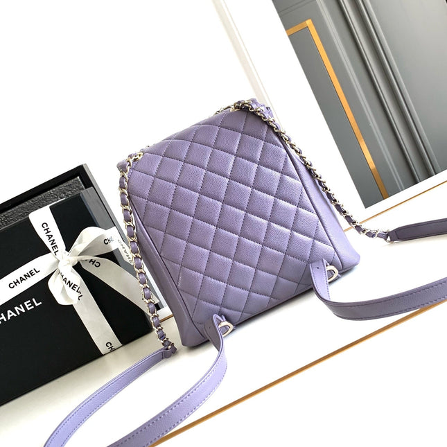 CHANEL 25S BACKPACK 21 CM IN PURPLE LAMBSKIN