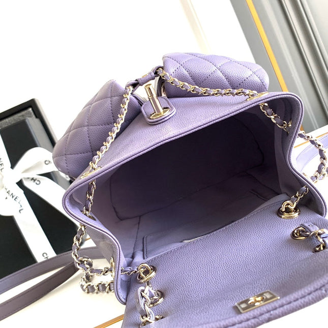 CHANEL 25S BACKPACK 21 CM IN PURPLE LAMBSKIN