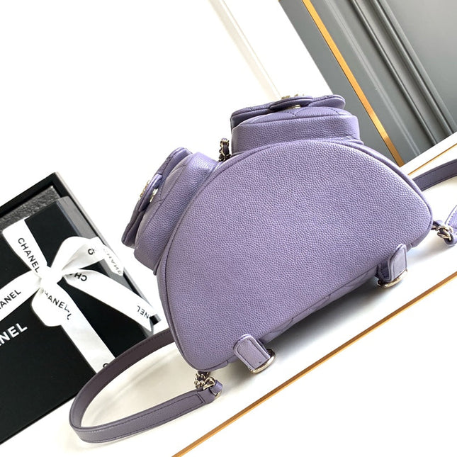 CHANEL 25S BACKPACK 21 CM IN PURPLE LAMBSKIN