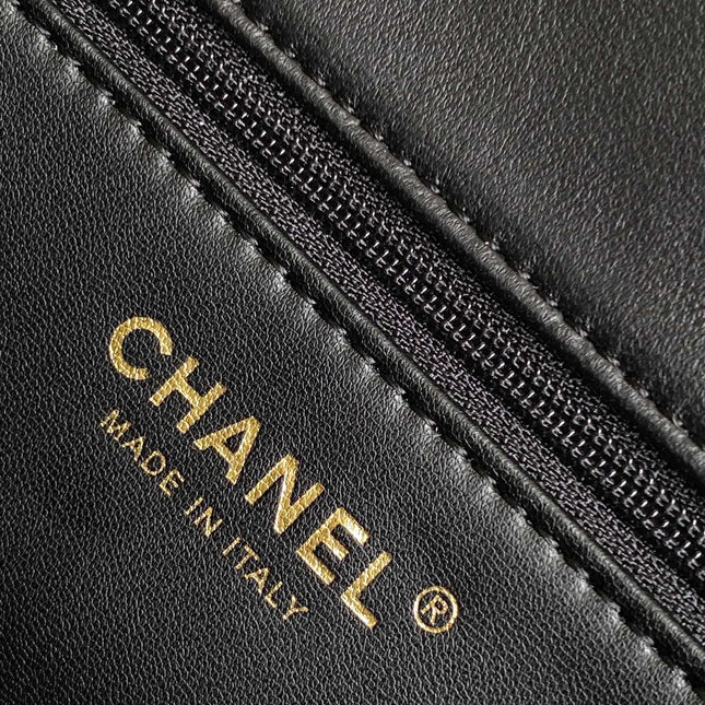 CHANEL 25S FLAP BAG 23.5 CM IN BLACK WOOL AND LAMBSKIN
