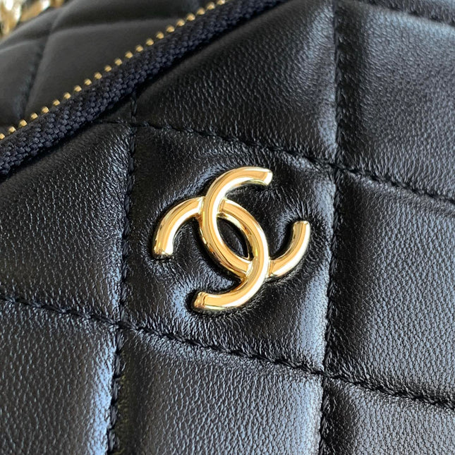 CHANEL 25S CAMERA BAG 23 IN BLACK LAMBSKIN WITH GOLD HARDWARE