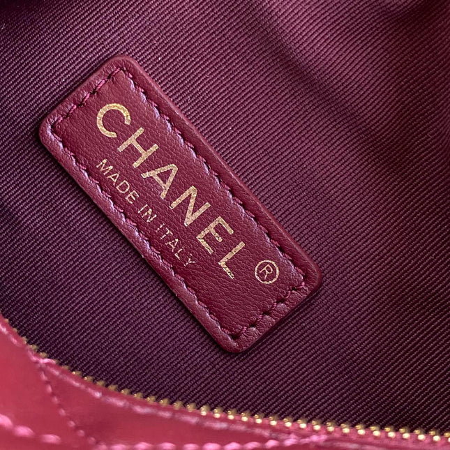 CHANEL 25S CAMERA BAG 23 IN DARK RED LAMBSKIN WITH GOLD HARDWARE