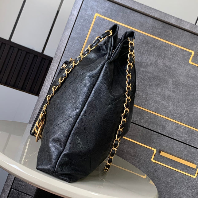 CHANEL BAG 25S 42 CM IN BLACK LAMBSKIN WITH GOLD HARDWARE