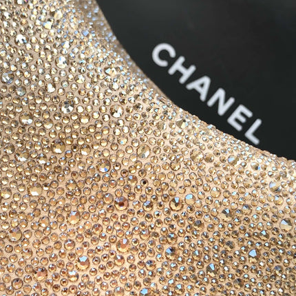 CHANEL 25S SHOPPING BAG 18 CM IN BEIGE RHINESTONE-STUDDED