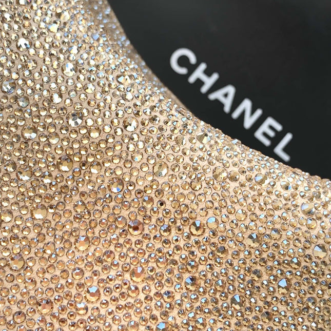 CHANEL 25S SHOPPING BAG 18 CM IN BEIGE RHINESTONE-STUDDED