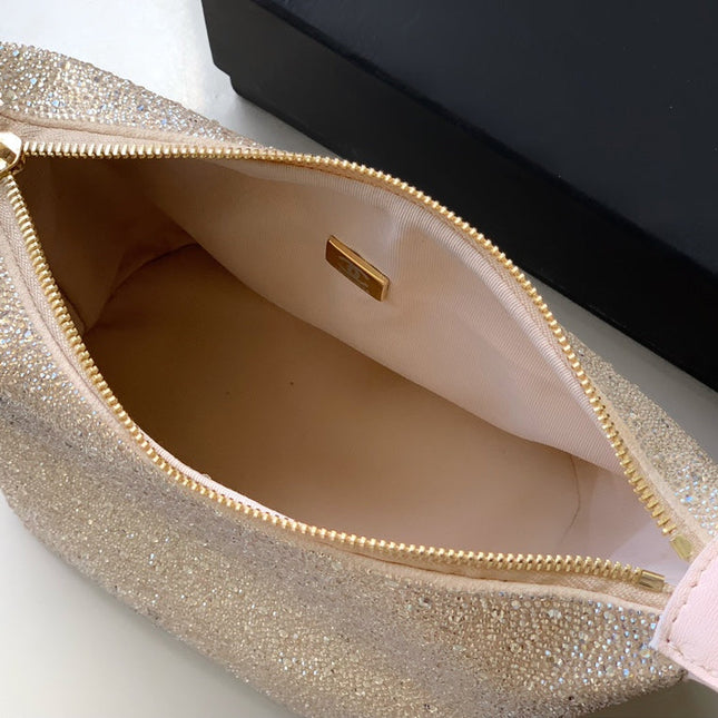 CHANEL 25S SHOPPING BAG 18 CM IN BEIGE RHINESTONE-STUDDED