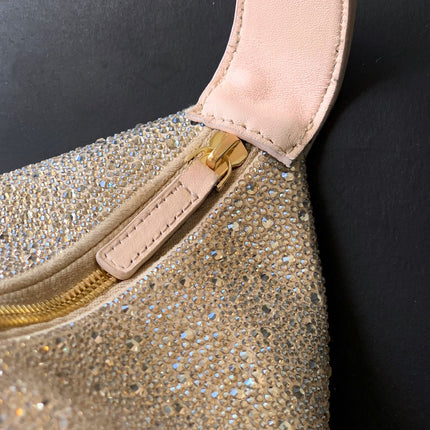 CHANEL 25S SHOPPING BAG 18 CM IN BEIGE RHINESTONE-STUDDED