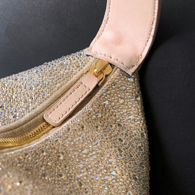 CHANEL 25S SHOPPING BAG 18 CM IN BEIGE RHINESTONE-STUDDED
