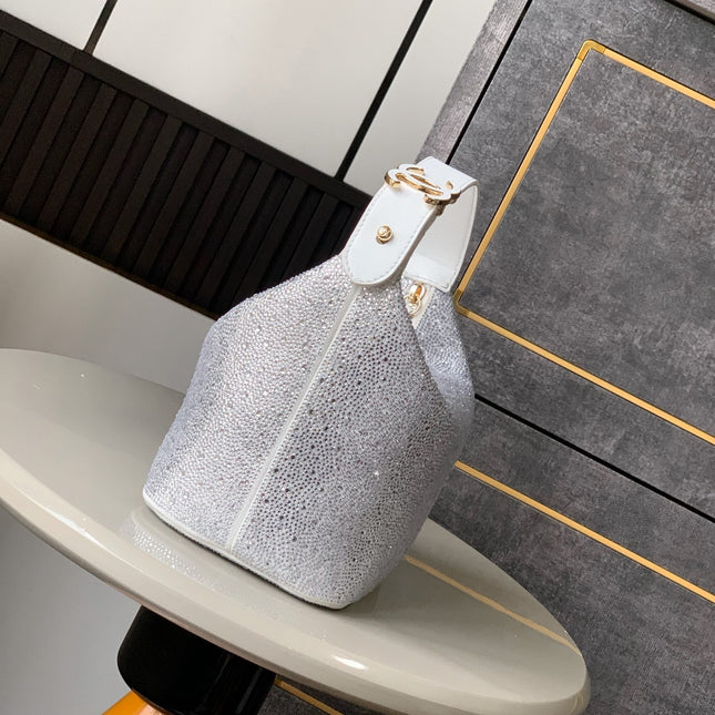 CHANEL 25S SHOPPING BAG 18 CM IN SILVER RHINESTONE-STUDDED