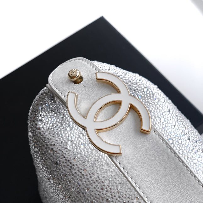 CHANEL 25S SHOPPING BAG 18 CM IN SILVER RHINESTONE-STUDDED