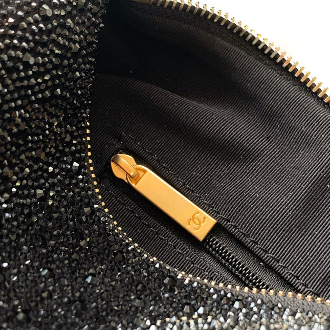 CHANEL 25S SHOPPING BAG 18 CM IN BLACK RHINESTONE-STUDDED