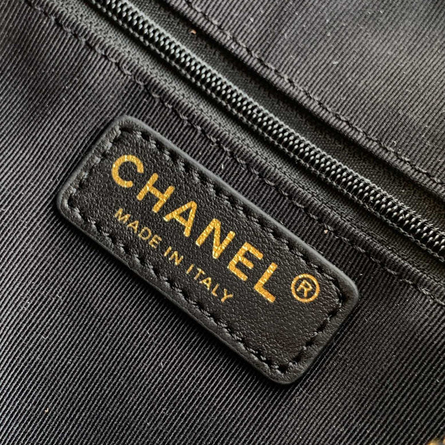 CHANEL 25S SHOPPING BAG 18 CM IN BLACK RHINESTONE-STUDDED