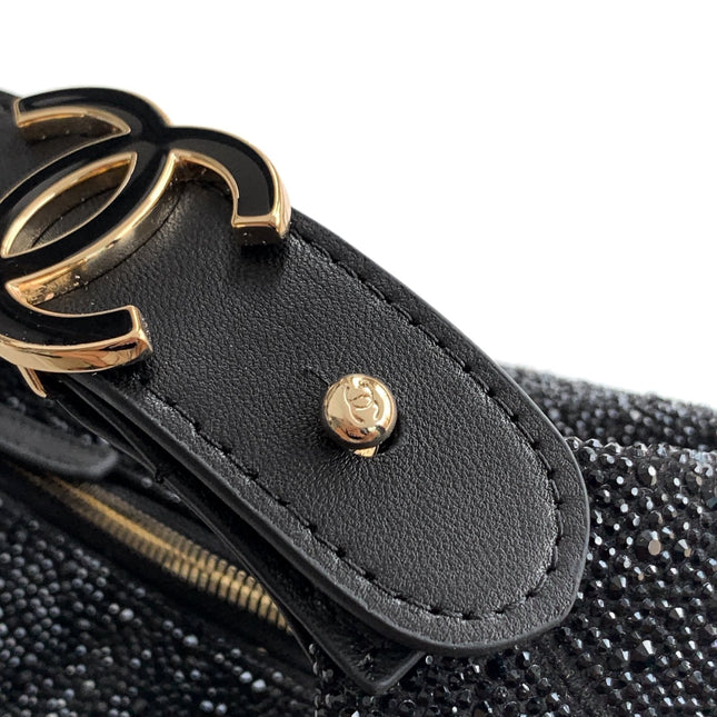 CHANEL 25S SHOPPING BAG 18 CM IN BLACK RHINESTONE-STUDDED