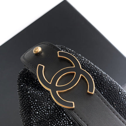 CHANEL 25S SHOPPING BAG 18 CM IN BLACK RHINESTONE-STUDDED