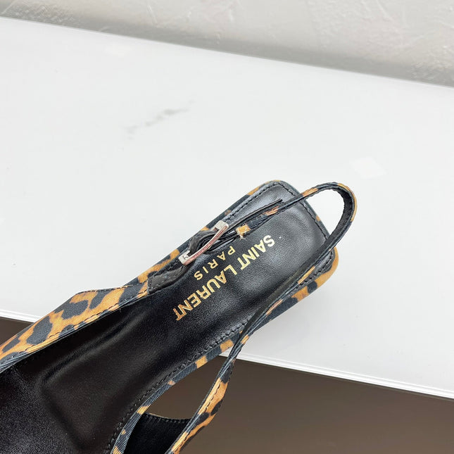 CHERISH SLINGBACK PUMPS 35 IN LEOPARD GROSGRAIN