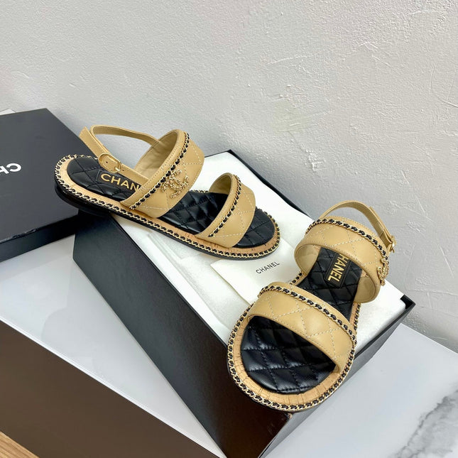 DOUBLE STRAPS SANDALS IN YELLOW CREAM LAMBSKIN