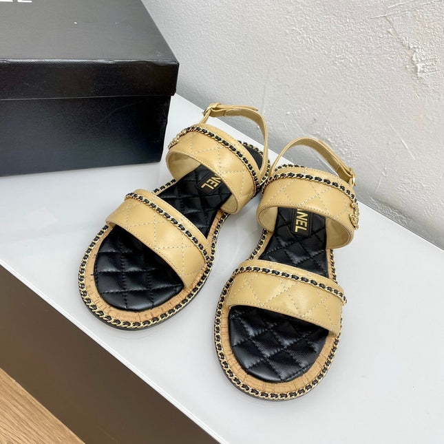DOUBLE STRAPS SANDALS IN YELLOW CREAM LAMBSKIN