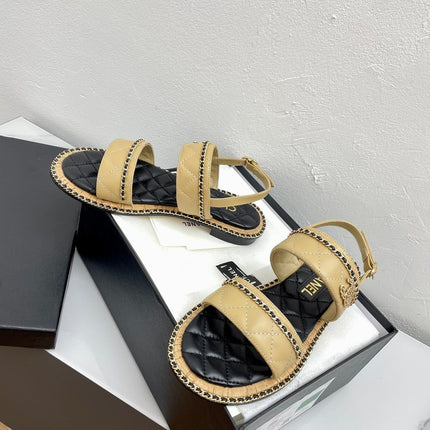 DOUBLE STRAPS SANDALS IN YELLOW CREAM LAMBSKIN