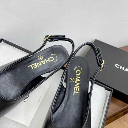 HIGH SLINGBACKS BLACK CALFSKIN