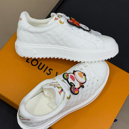 TIME OUT SNEAKER IN WHITE EMBOSSED MONOGRAM CALFSKIN