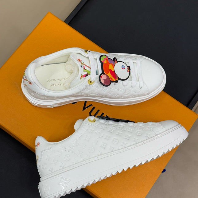 TIME OUT SNEAKER IN WHITE EMBOSSED MONOGRAM CALFSKIN