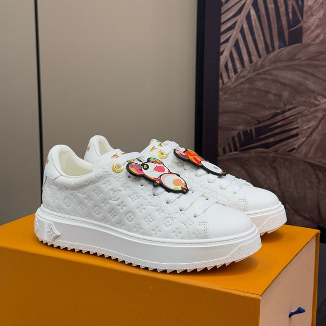 TIME OUT SNEAKER IN WHITE EMBOSSED MONOGRAM CALFSKIN