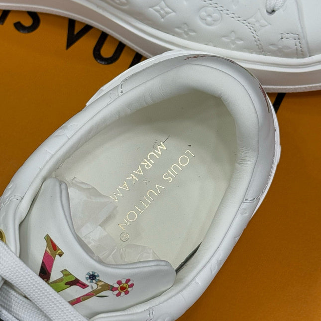 TIME OUT SNEAKER IN WHITE EMBOSSED MONOGRAM CALFSKIN