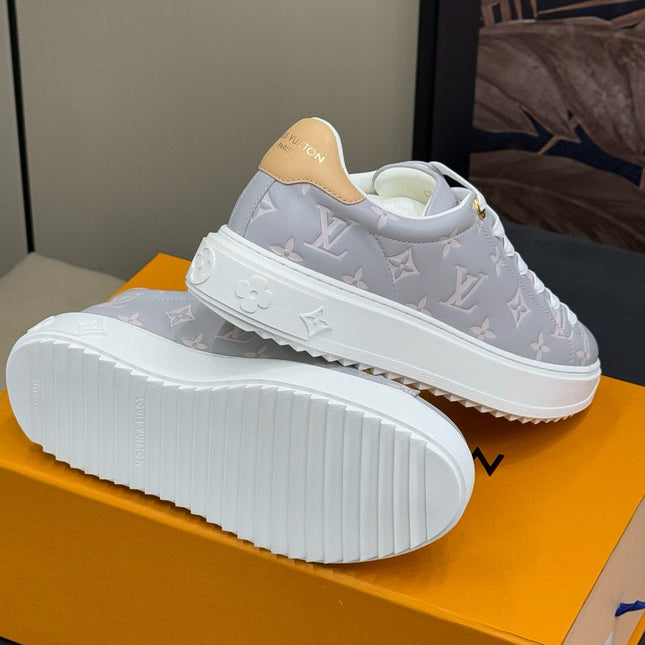 TIME OUT SNEAKER IN COOL GRAY EMBOSSED MONOGRAM CALFSKIN