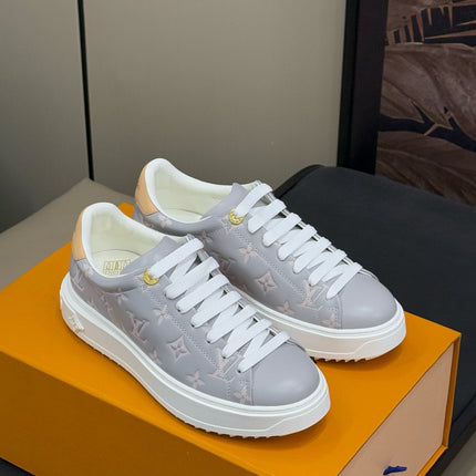 TIME OUT SNEAKER IN COOL GRAY EMBOSSED MONOGRAM CALFSKIN