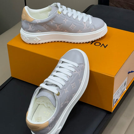 TIME OUT SNEAKER IN COOL GRAY EMBOSSED MONOGRAM CALFSKIN