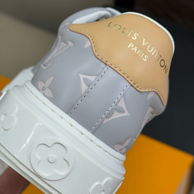 TIME OUT SNEAKER IN COOL GRAY EMBOSSED MONOGRAM CALFSKIN