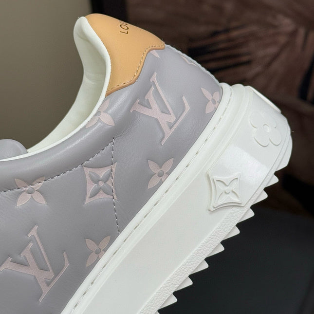 TIME OUT SNEAKER IN COOL GRAY EMBOSSED MONOGRAM CALFSKIN