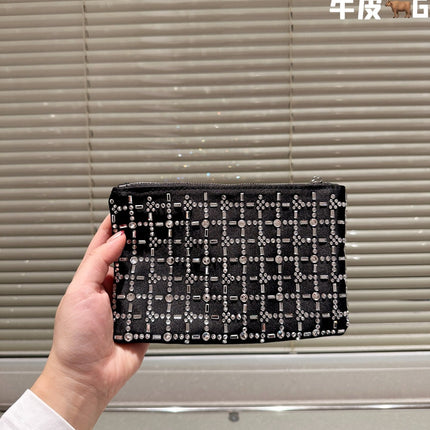 CRYSTAL TOTE 24 BAG IN BLACK CALFSKIN