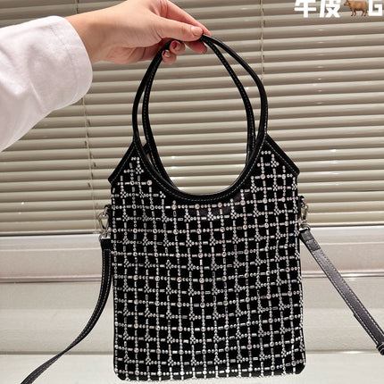 CRYSTAL TOTE 24 BAG IN BLACK CALFSKIN