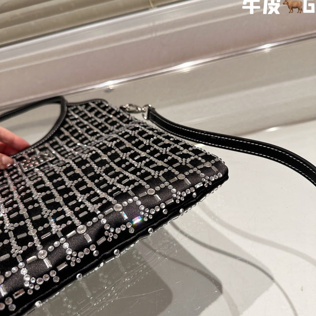 CRYSTAL TOTE 24 BAG IN BLACK CALFSKIN