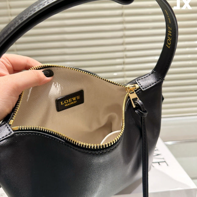 LOE LUNA HOBO 27 BAG IN BLACK CALFSKIN