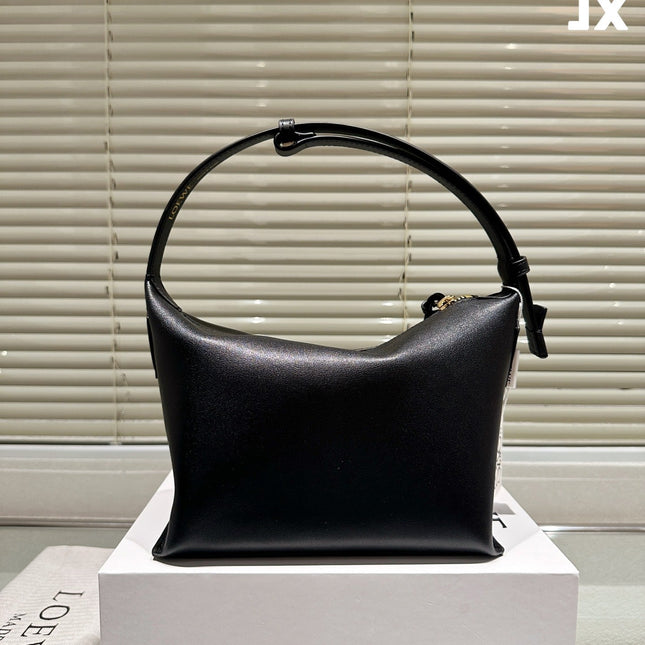 LOE LUNA HOBO 27 BAG IN BLACK CALFSKIN