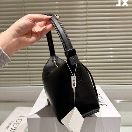 LOE LUNA HOBO 27 BAG IN BLACK CALFSKIN