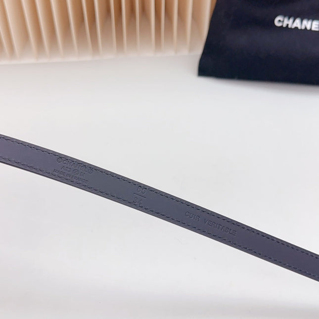 CC BELT 15 MM IN BLACK CALFSKIN WITH SILVER HARDWARE
