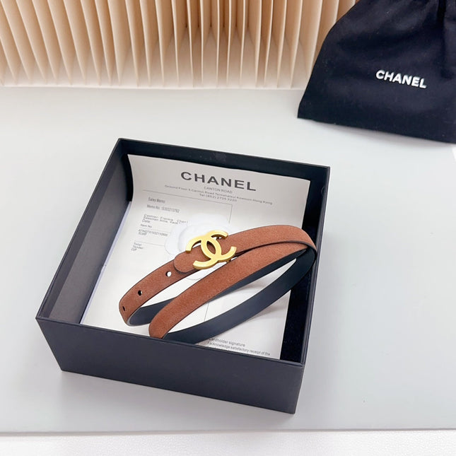 CC BELT 15 MM IN BRONZE BROWN SUEDE WITH GOLD HARDWARE