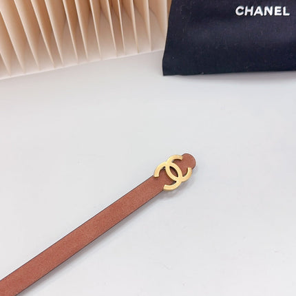 CC BELT 15 MM IN BRONZE BROWN SUEDE WITH GOLD HARDWARE