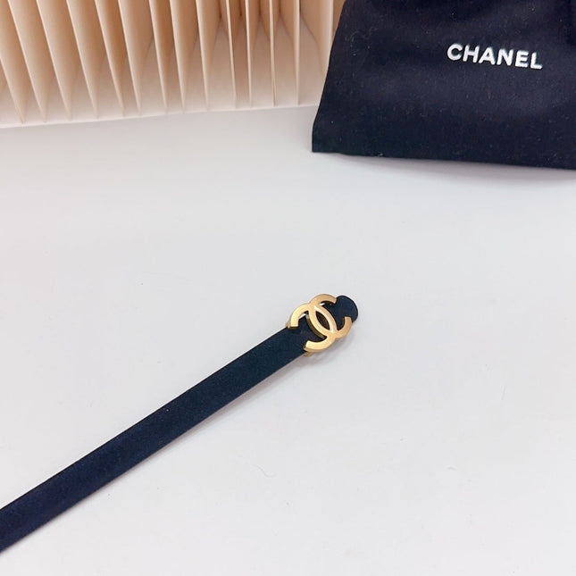 CC BELT 15 MM IN BLACK SUEDE WITH GOLD HARDWARE