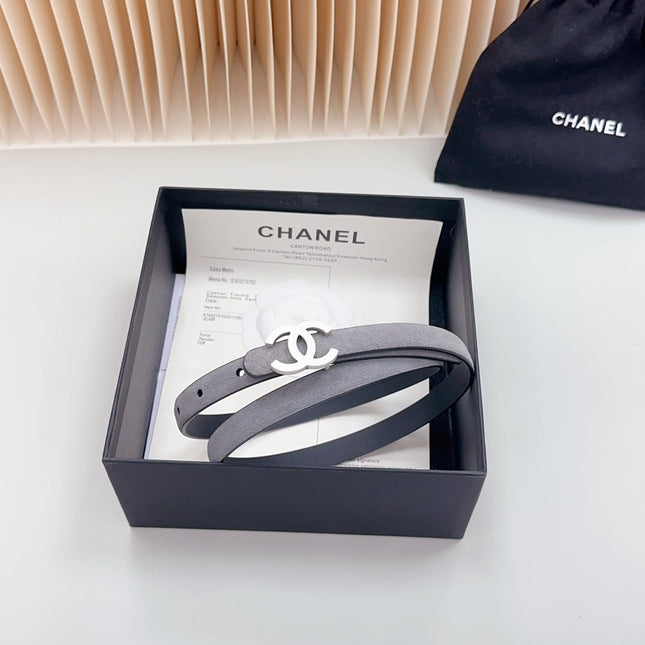 CC BELT 15 MM IN LIGHT GREY SUEDE WITH SILVER HARDWARE