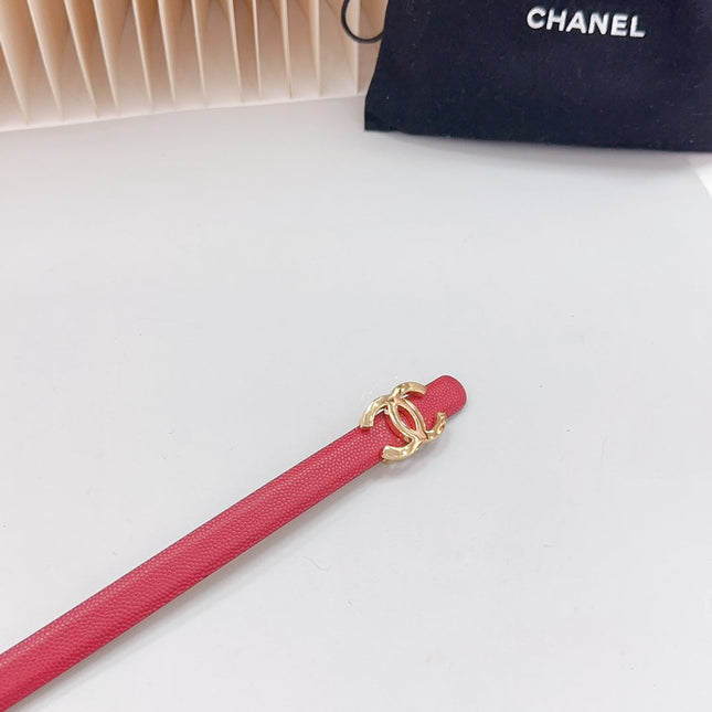 CC BELT 15 MM IN CRIMSON RED CALFSKIN WITH GOLD HARDWARE