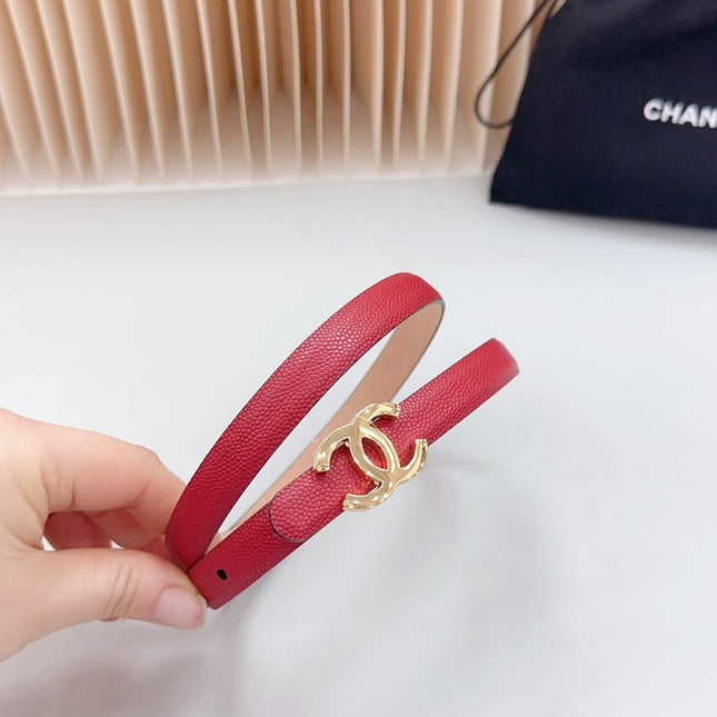 CC BELT 15 MM IN CRIMSON RED CALFSKIN WITH GOLD HARDWARE