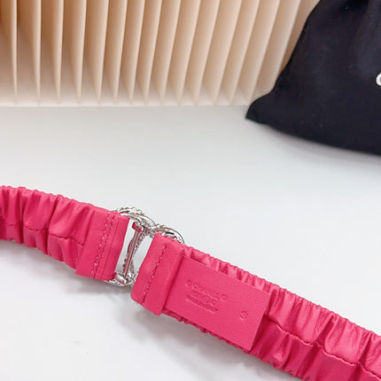 CC ELASTIC 30 MM  BELT IN RED PINK CALFSKIN WITH SILVER LOGO