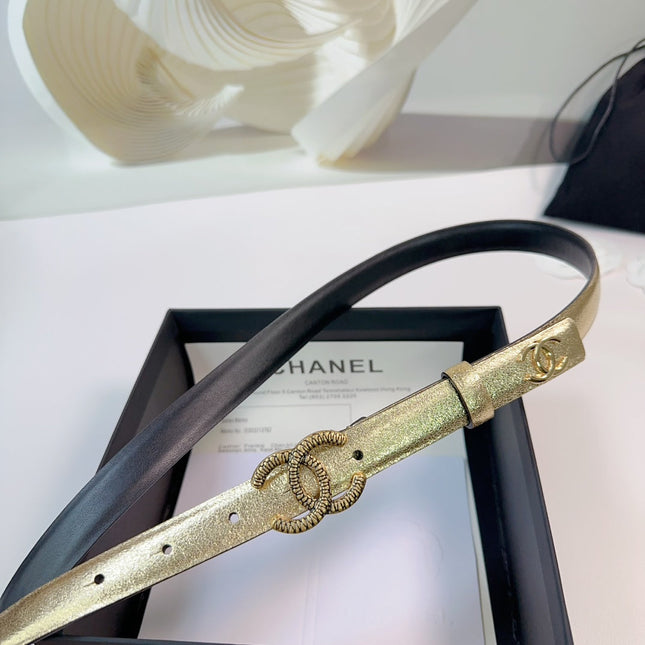 CC BELT 20 MM IN GOLDEN CALFSKIN WITH GOLD HARDWARE